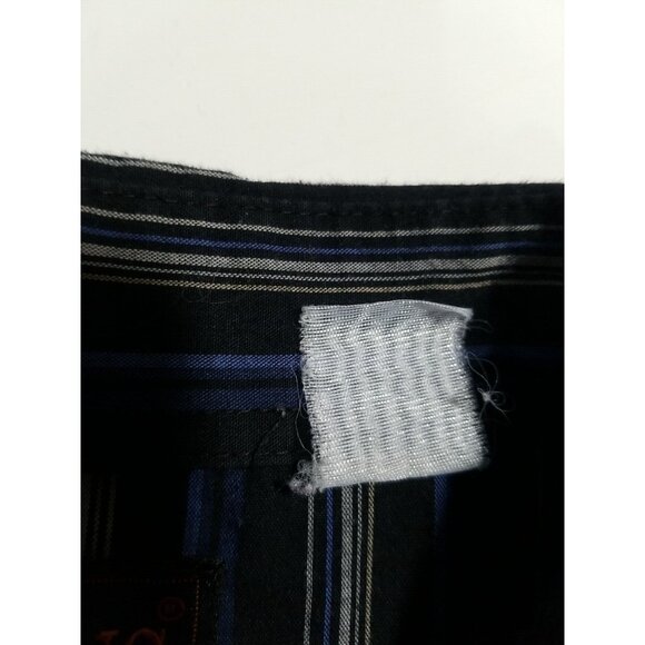 Plains Vintage Western Wear Shirt Mens XL Pearl Snap Black Blue Stripe LS - Picture 11 of 11